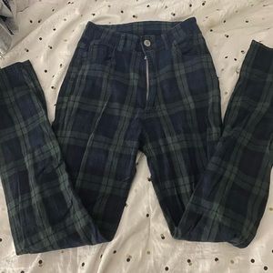 brandy melville plaid pants green and navy